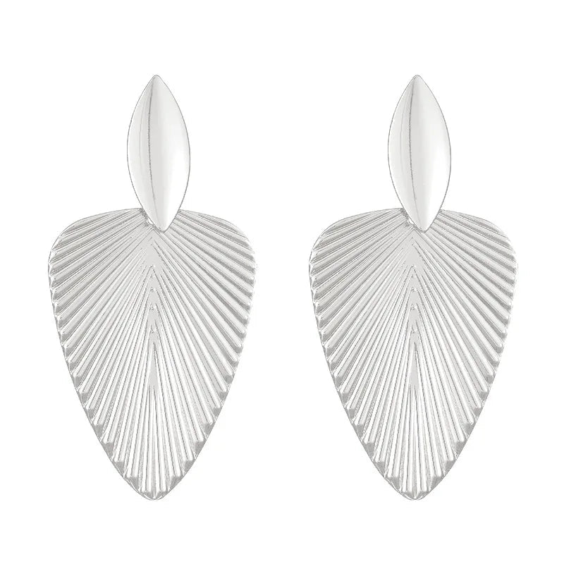 Grandes Boucles d'Oreilles Feuille Texturée – Doré Élégant - FoytiShop