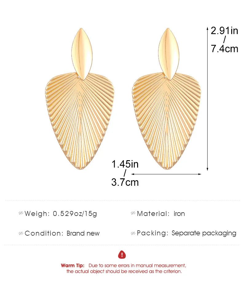 Grandes Boucles d'Oreilles Feuille Texturée – Doré Élégant - FoytiShop