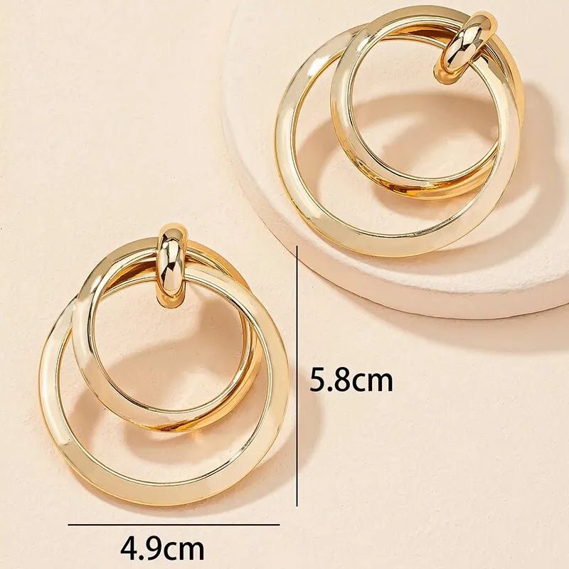 💎 Grandes Boucles d'Oreilles Torsadées Couleur Or Femme - Boîte Nuit Fête - FoytiShop