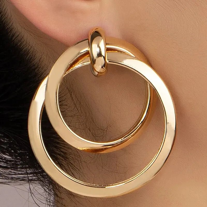 💎 Grandes Boucles d'Oreilles Torsadées Couleur Or Femme - Boîte Nuit Fête - FoytiShop