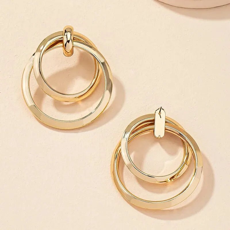 💎 Grandes Boucles d'Oreilles Torsadées Couleur Or Femme - Boîte Nuit Fête - FoytiShop