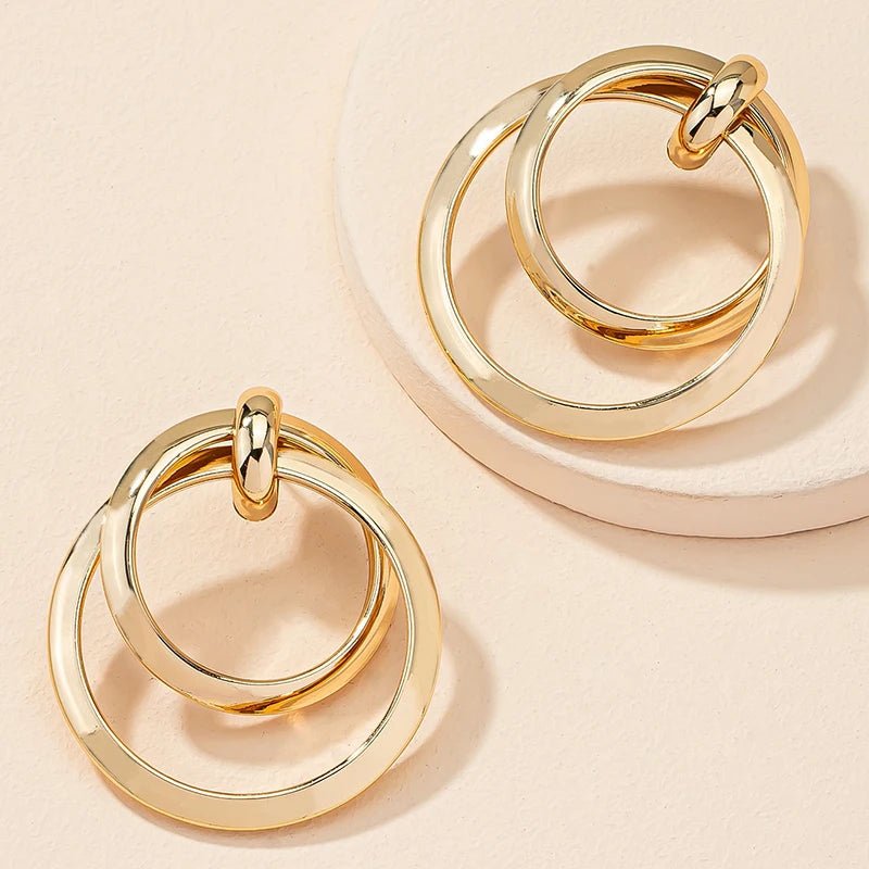 💎 Grandes Boucles d'Oreilles Torsadées Couleur Or Femme - Boîte Nuit Fête - FoytiShop