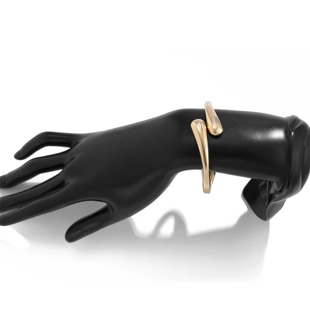 Large anneau de Bracelet en métal pour femmes, couleur or et argent. - FoytiShop