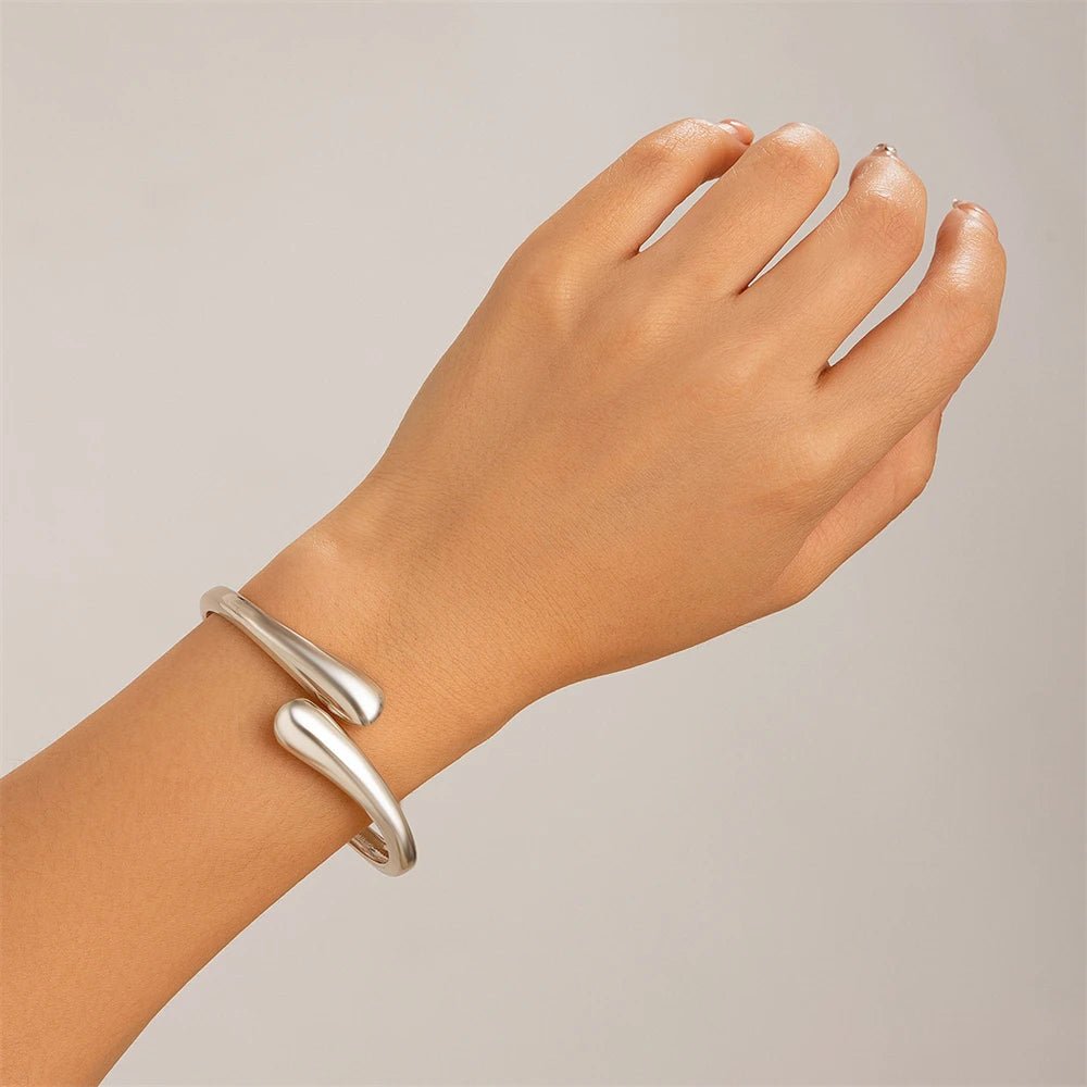 Large anneau de Bracelet en métal pour femmes, couleur or et argent. - FoytiShop