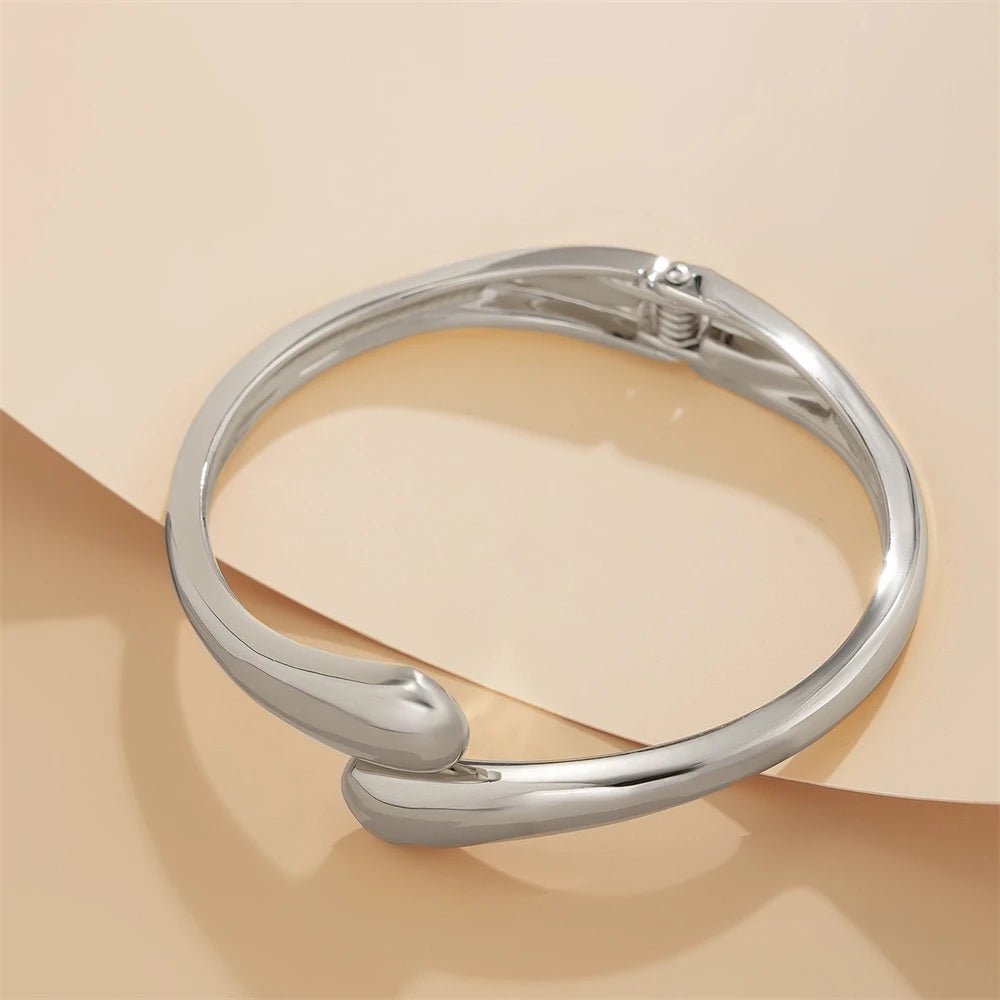 Large anneau de Bracelet en métal pour femmes, couleur or et argent. - FoytiShop