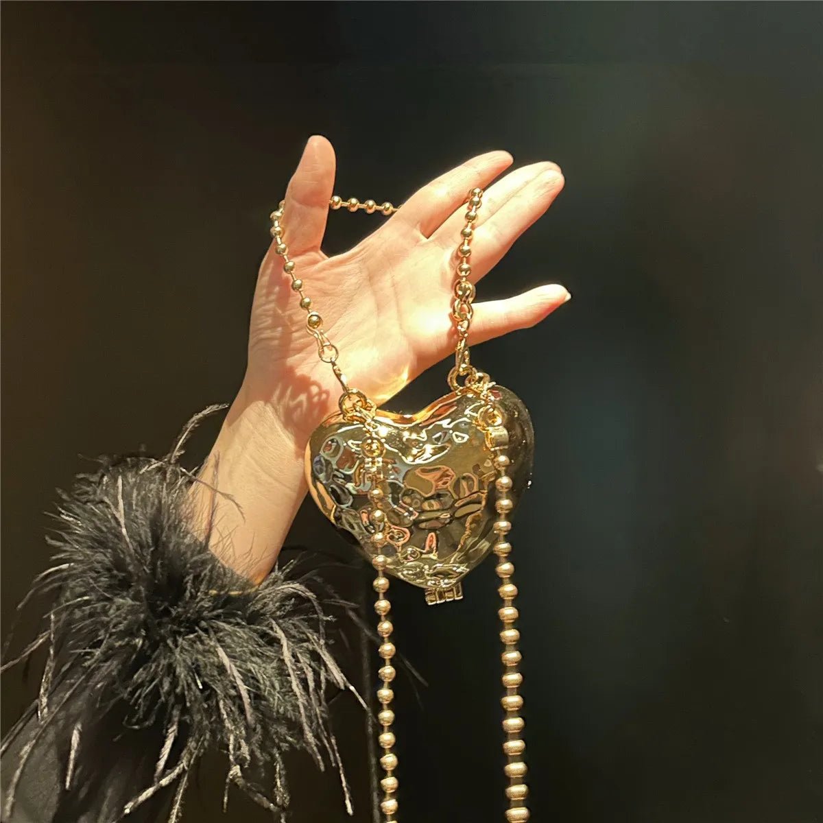 Luxe petit Bling coeur forme diamant soirée pochette strass sac à main dames - FoytiShop