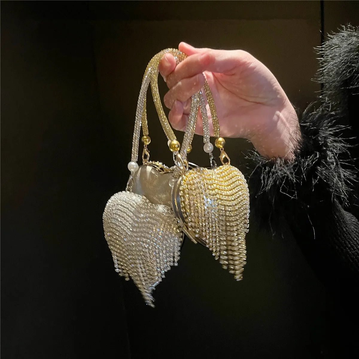 Luxe petit Bling coeur forme diamant soirée pochette strass sac à main dames - FoytiShop