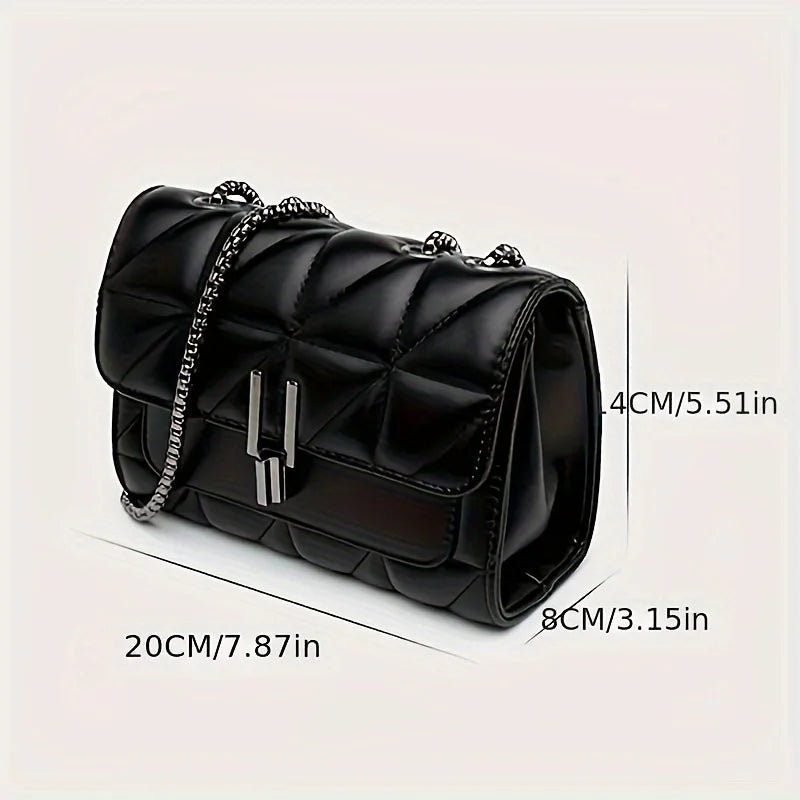 Mini Sac À Main Tartan Noir - Cuir PU Verrouillage Tournant Élégant Femme - FoytiShop