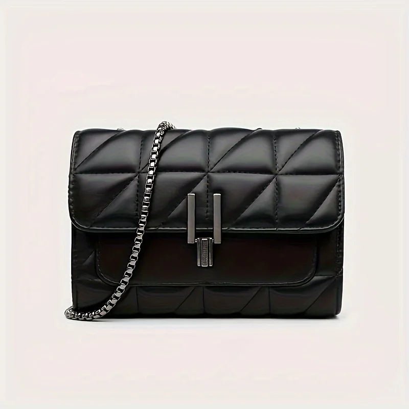 Mini Sac À Main Tartan Noir - Cuir PU Verrouillage Tournant Élégant Femme - FoytiShop