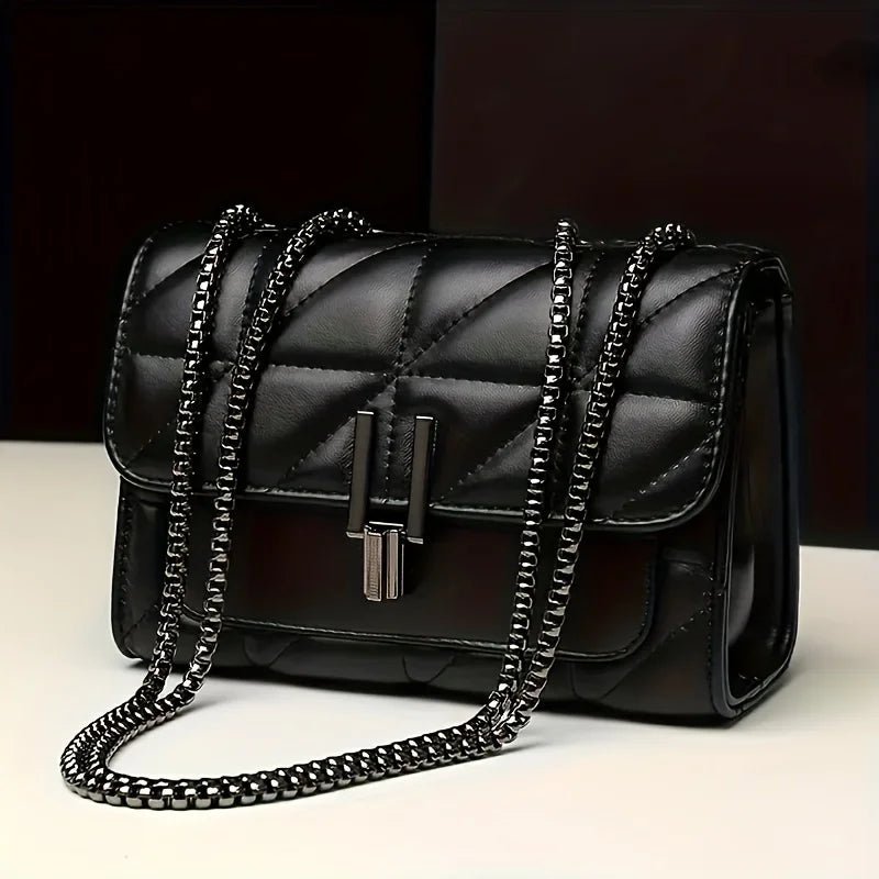 Mini Sac À Main Tartan Noir - Cuir PU Verrouillage Tournant Élégant Femme - FoytiShop