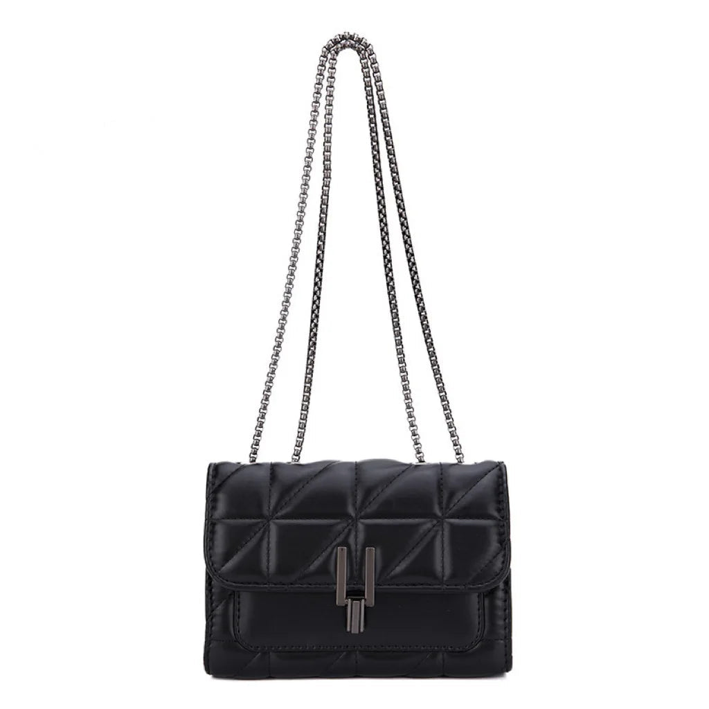 Mini Sac À Main Tartan Noir - Cuir PU Verrouillage Tournant Élégant Femme - FoytiShop