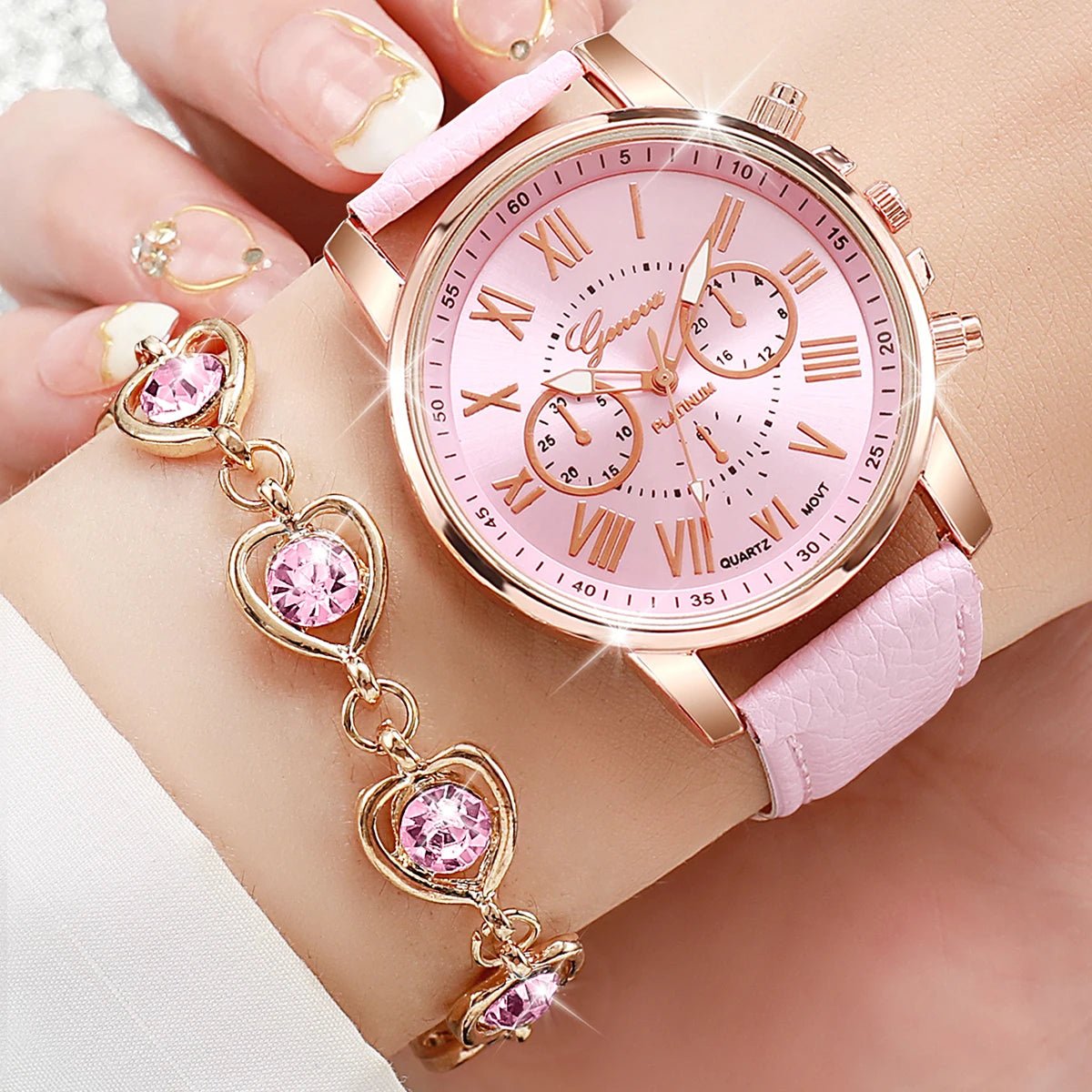 Montre à quartz avec bracelet en cuir pour femme - FoytiShop
