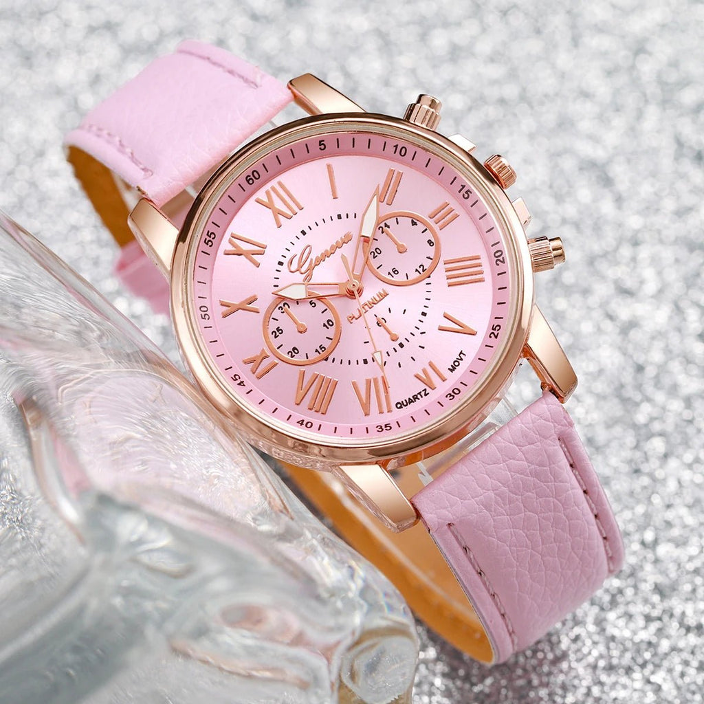 Montre à quartz avec bracelet en cuir pour femme - FoytiShop