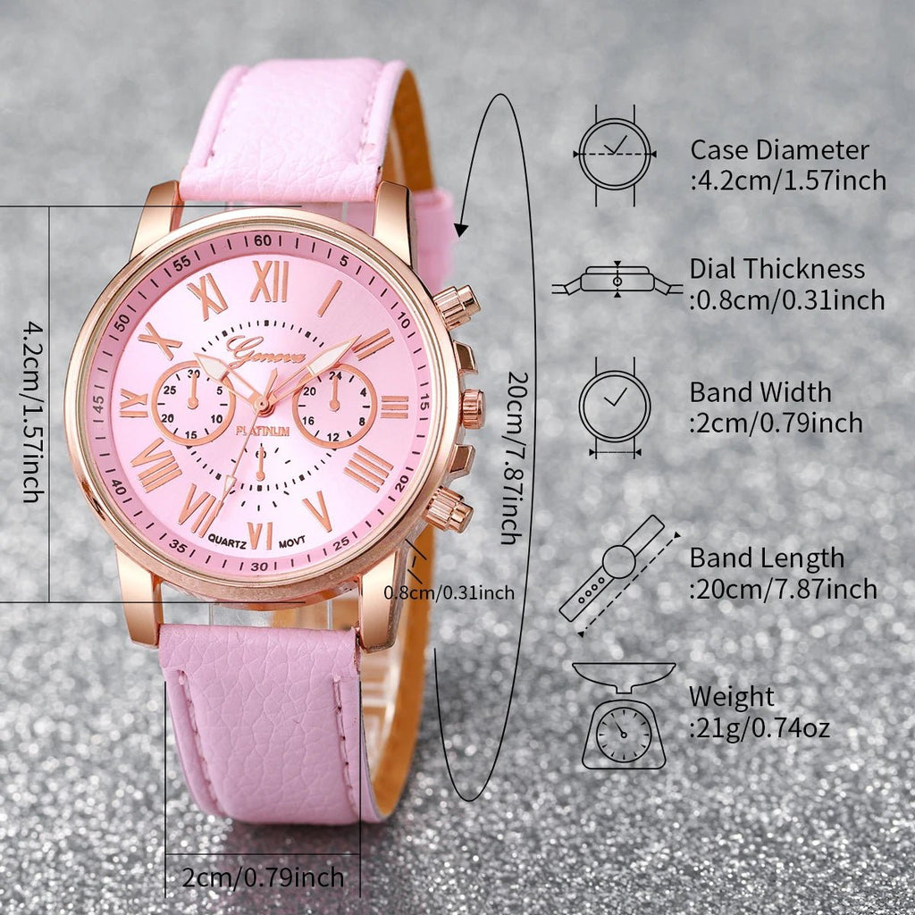 Montre à quartz avec bracelet en cuir pour femme - FoytiShop