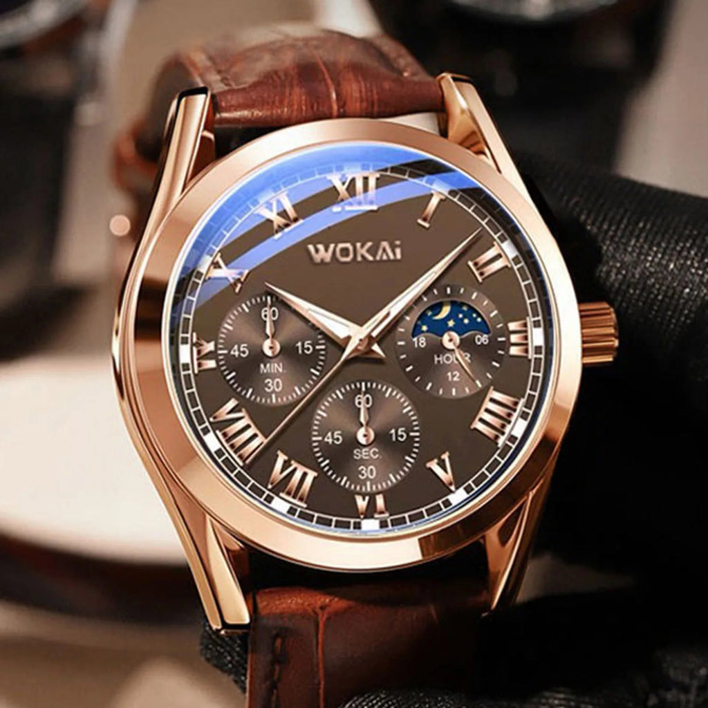 Montre - bracelet à quartz en cuir PU pour hommes, montres d'affaires, cadeaux de mode de luxe - FoytiShop