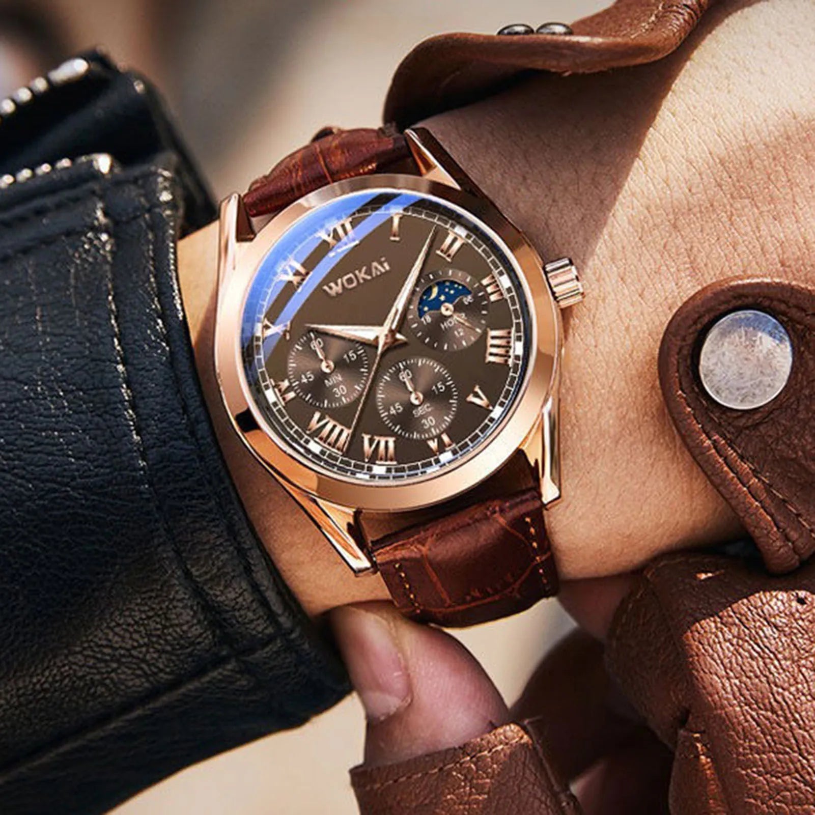 Montre - bracelet à quartz en cuir PU pour hommes, montres d'affaires, cadeaux de mode de luxe - FoytiShop
