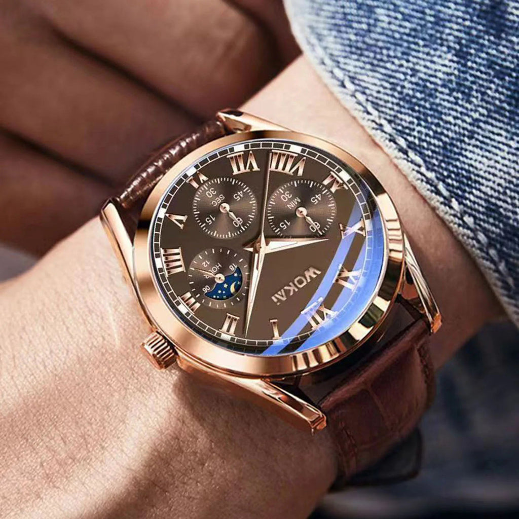 Montre - bracelet à quartz en cuir PU pour hommes, montres d'affaires, cadeaux de mode de luxe - FoytiShop
