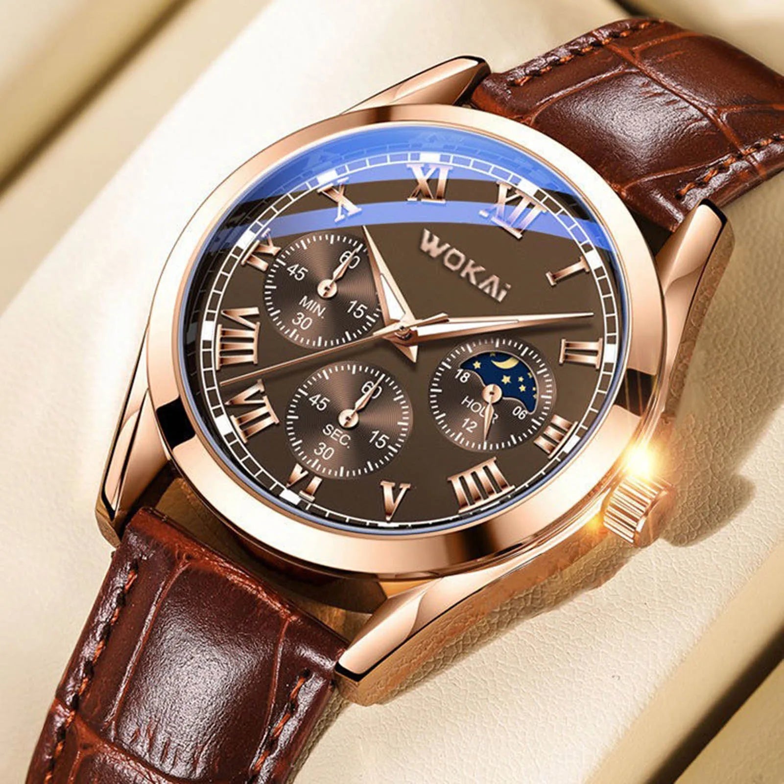 Montre - bracelet à quartz en cuir PU pour hommes, montres d'affaires, cadeaux de mode de luxe - FoytiShop