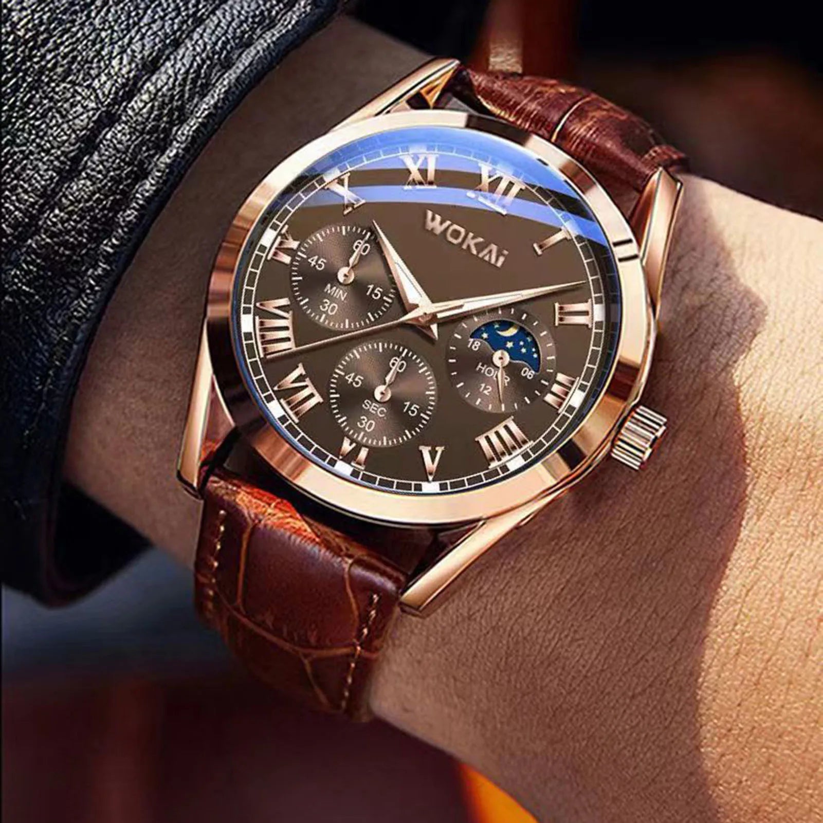 Montre - bracelet à quartz en cuir PU pour hommes, montres d'affaires, cadeaux de mode de luxe - FoytiShop