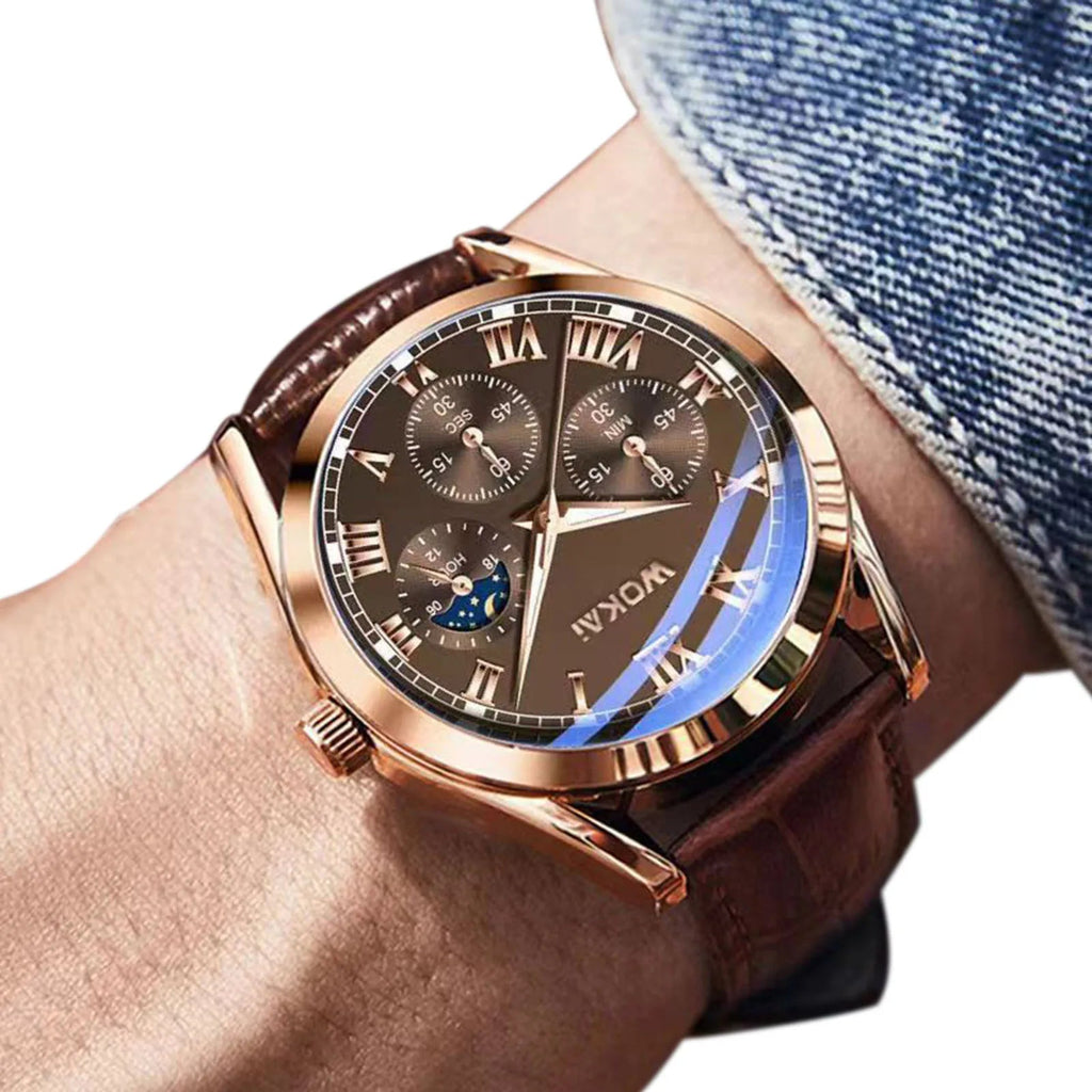 Montre - bracelet à quartz en cuir PU pour hommes, montres d'affaires, cadeaux de mode de luxe - FoytiShop