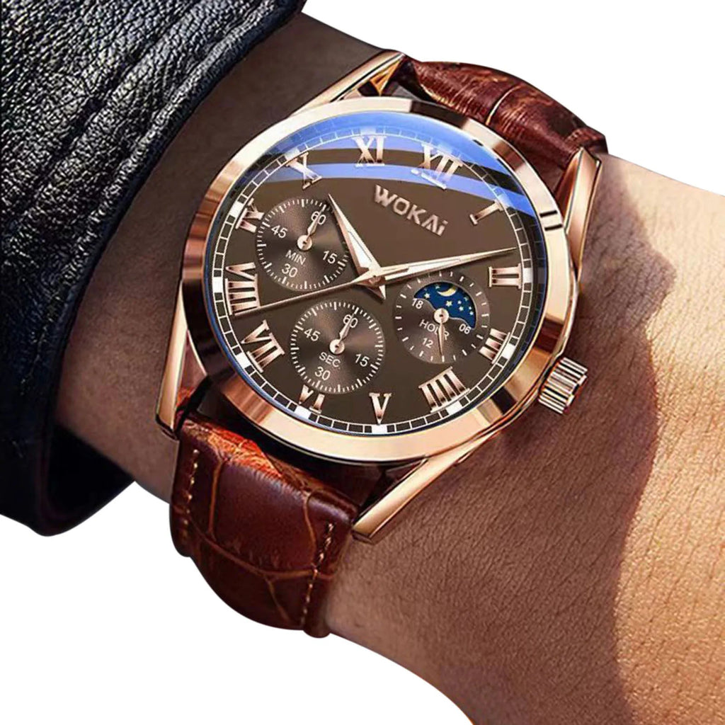 Montre - bracelet à quartz en cuir PU pour hommes, montres d'affaires, cadeaux de mode de luxe - FoytiShop