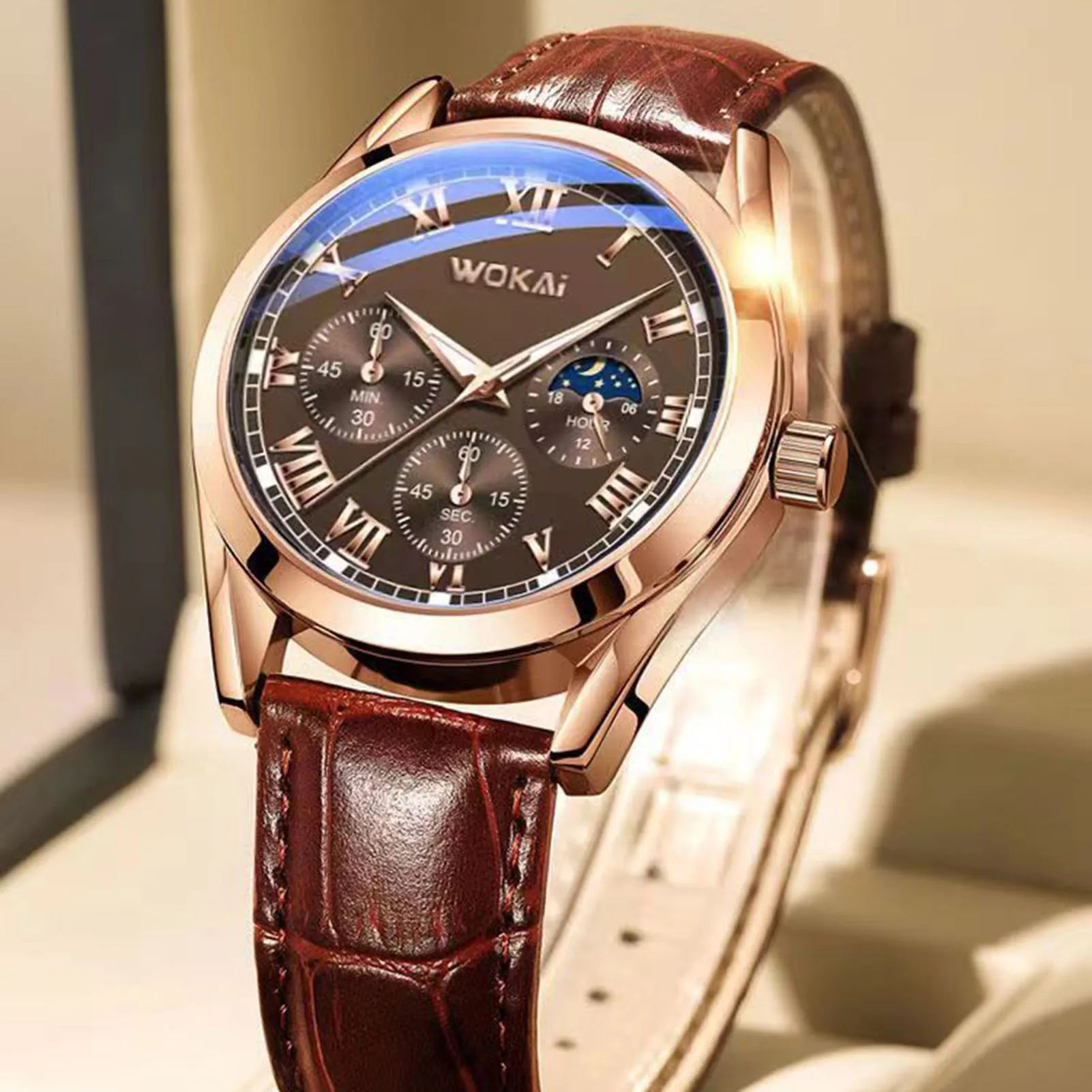 Montre - bracelet à quartz en cuir PU pour hommes, montres d'affaires, cadeaux de mode de luxe - FoytiShop