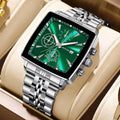 Montre - bracelet à Quartz pour hommes, cadran carré de luxe, mode en acier inoxydable, montres d'affaires avec calendrier Reloj Hombre - FoytiShop