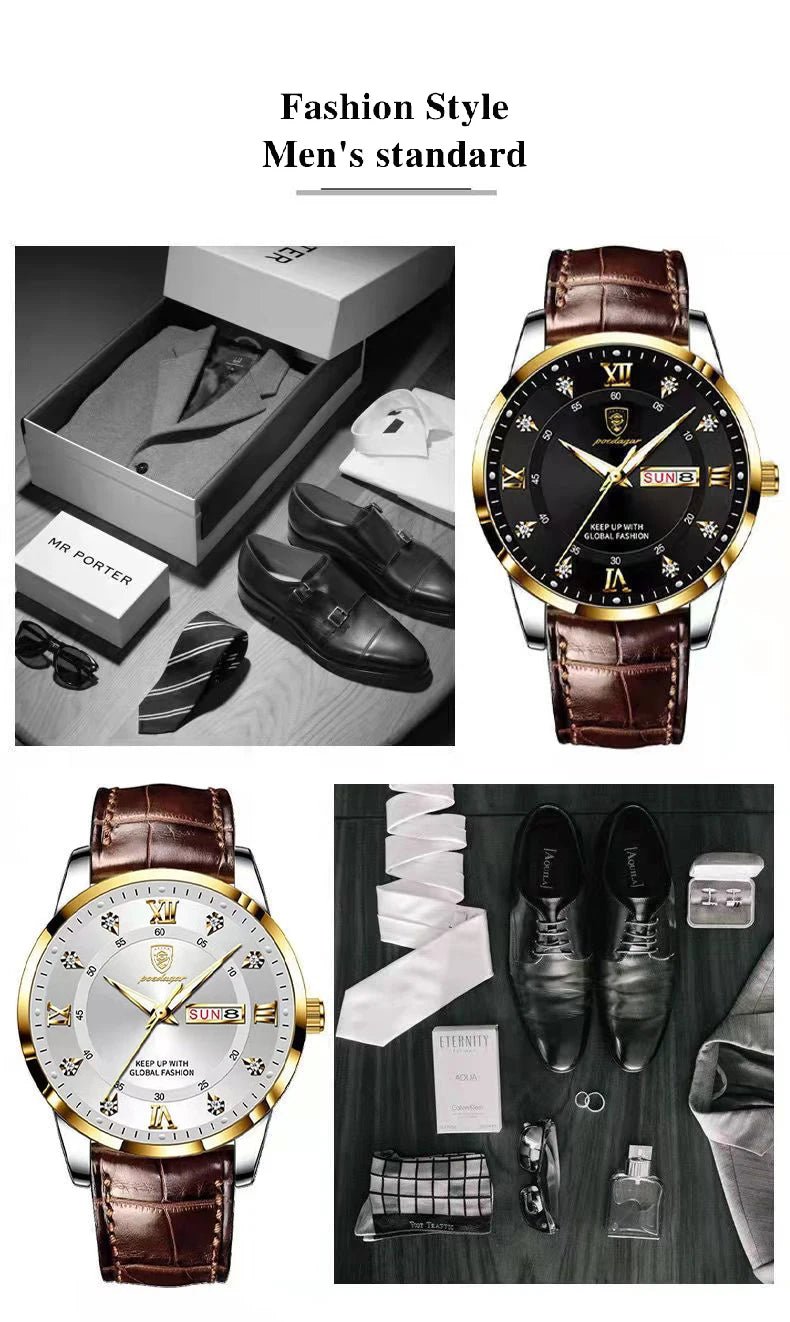 Montre - Bracelet Homme Cuir Quartz Lumineux - Étanche Sport Décontracté Militaire - FoytiShop