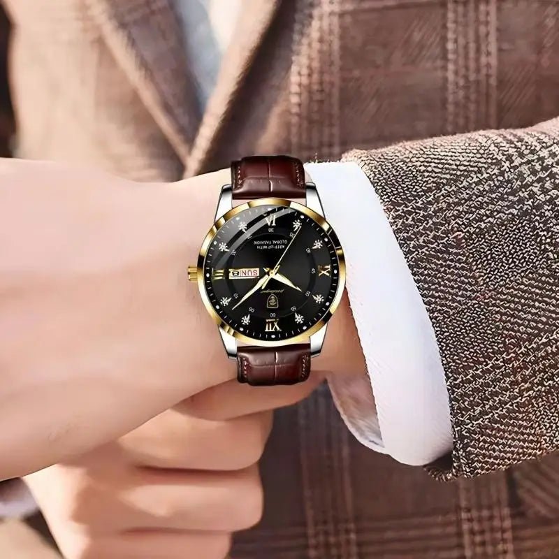 Montre - Bracelet Homme Cuir Quartz Lumineux - Étanche Sport Décontracté Militaire - FoytiShop