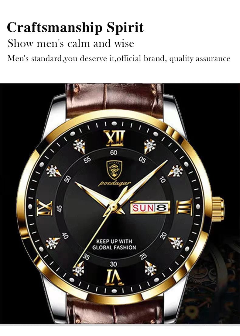 Montre - Bracelet Homme Cuir Quartz Lumineux - Étanche Sport Décontracté Militaire - FoytiShop
