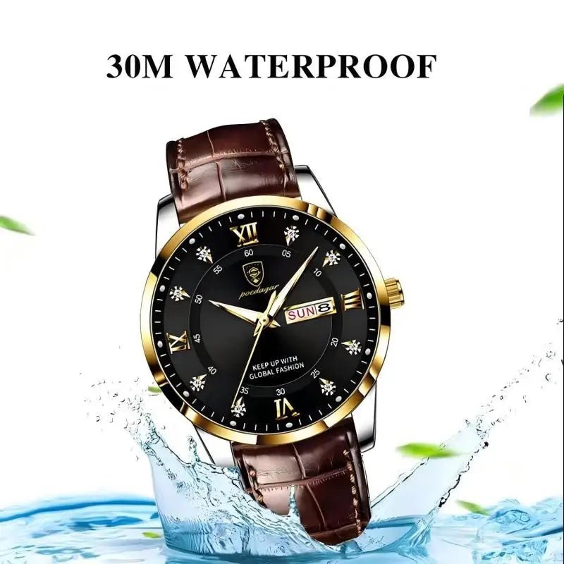 Montre - Bracelet Homme Cuir Quartz Lumineux - Étanche Sport Décontracté Militaire - FoytiShop