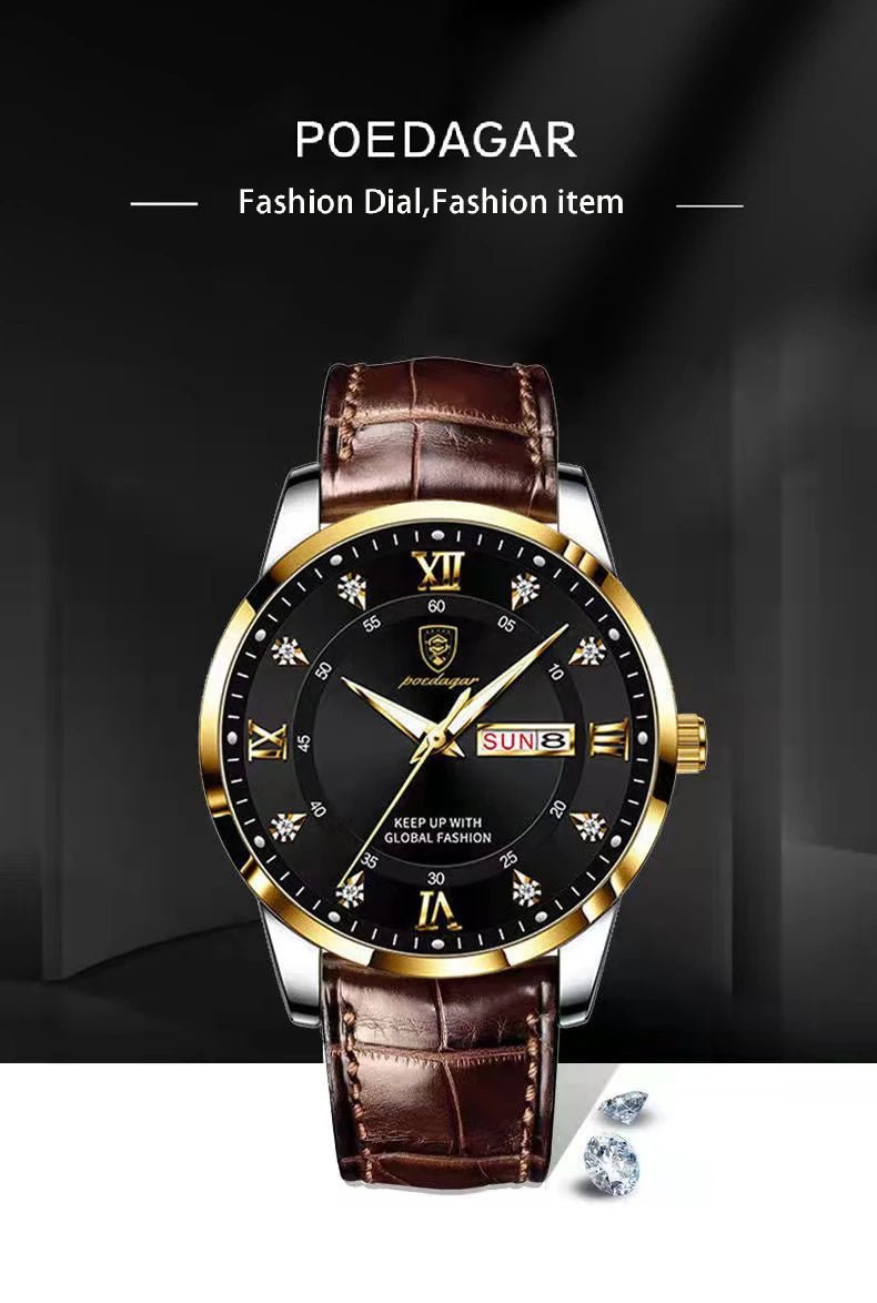Montre - Bracelet Homme Cuir Quartz Lumineux - Étanche Sport Décontracté Militaire - FoytiShop