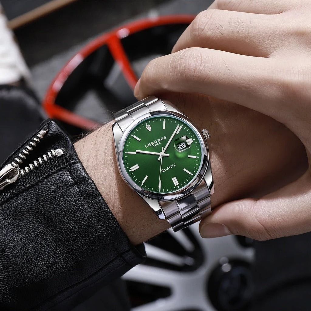 Montre - Bracelet Homme Luxe Étanche Lumineux - Acier Inoxydable Quartz Date - FoytiShop