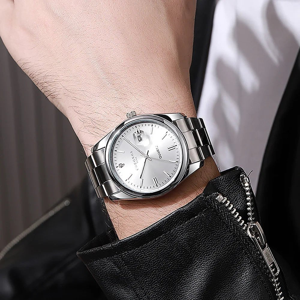 Montre - Bracelet Homme Luxe Étanche Lumineux - Acier Inoxydable Quartz Date - FoytiShop