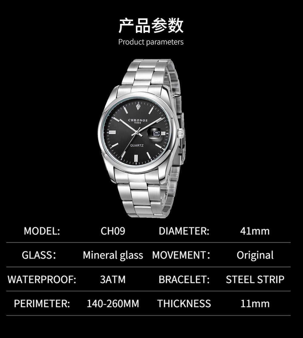 Montre - Bracelet Homme Luxe Étanche Lumineux - Acier Inoxydable Quartz Date - FoytiShop