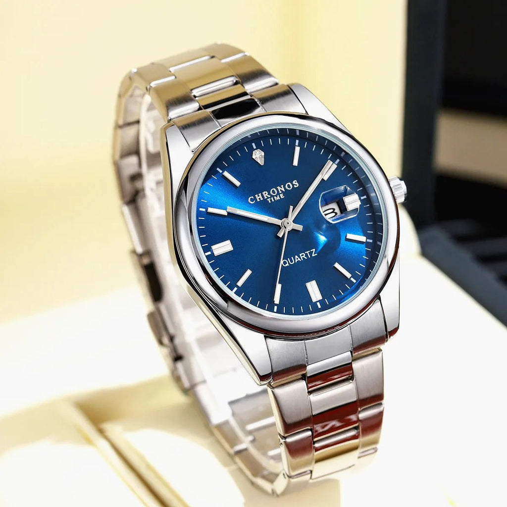 Montre - Bracelet Homme Luxe Étanche Lumineux - Acier Inoxydable Quartz Date - FoytiShop
