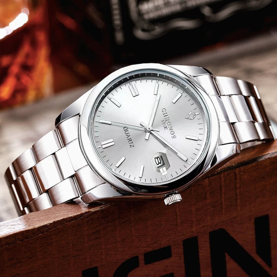 Montre - Bracelet Homme Luxe Étanche Lumineux - Acier Inoxydable Quartz Date - FoytiShop
