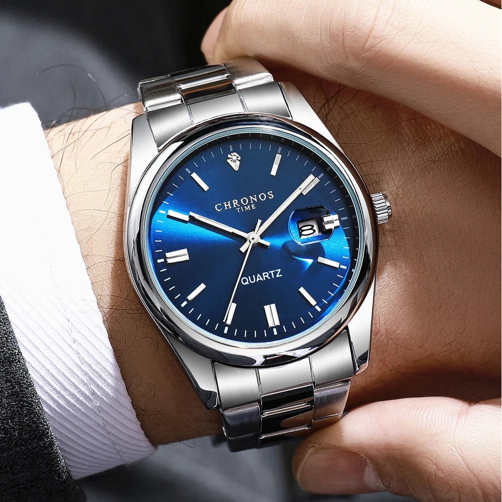 Montre - Bracelet Homme Luxe Étanche Lumineux - Acier Inoxydable Quartz Date - FoytiShop