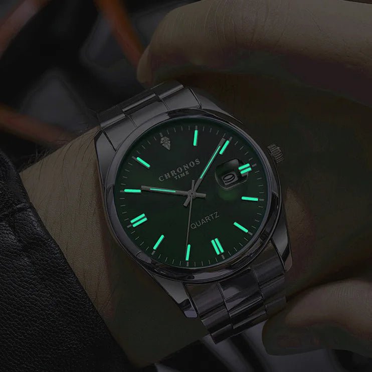 Montre - Bracelet Homme Luxe Étanche Lumineux - Acier Inoxydable Quartz Date - FoytiShop