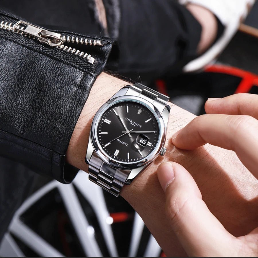 Montre - Bracelet Homme Luxe Étanche Lumineux - Acier Inoxydable Quartz Date - FoytiShop