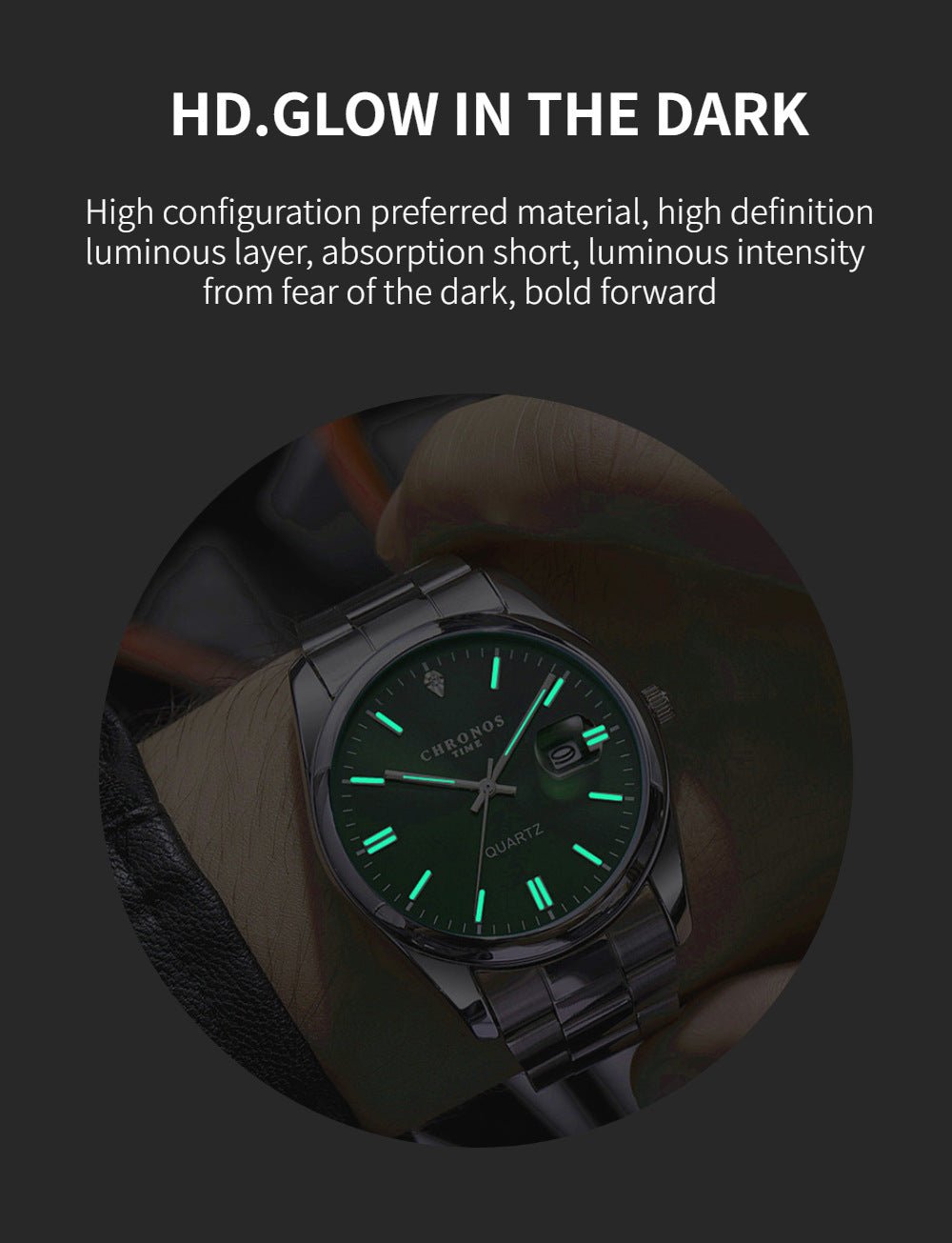 Montre - Bracelet Homme Luxe Étanche Lumineux - Acier Inoxydable Quartz Date - FoytiShop