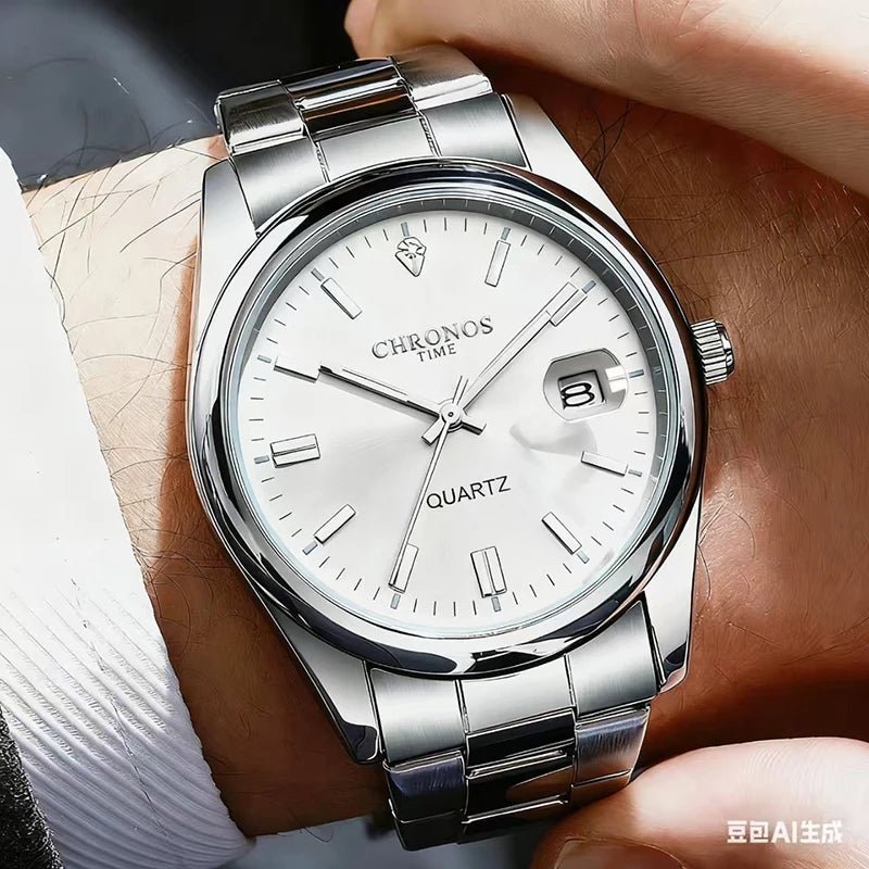 Montre - Bracelet Homme Luxe Étanche Lumineux - Acier Inoxydable Quartz Date - FoytiShop
