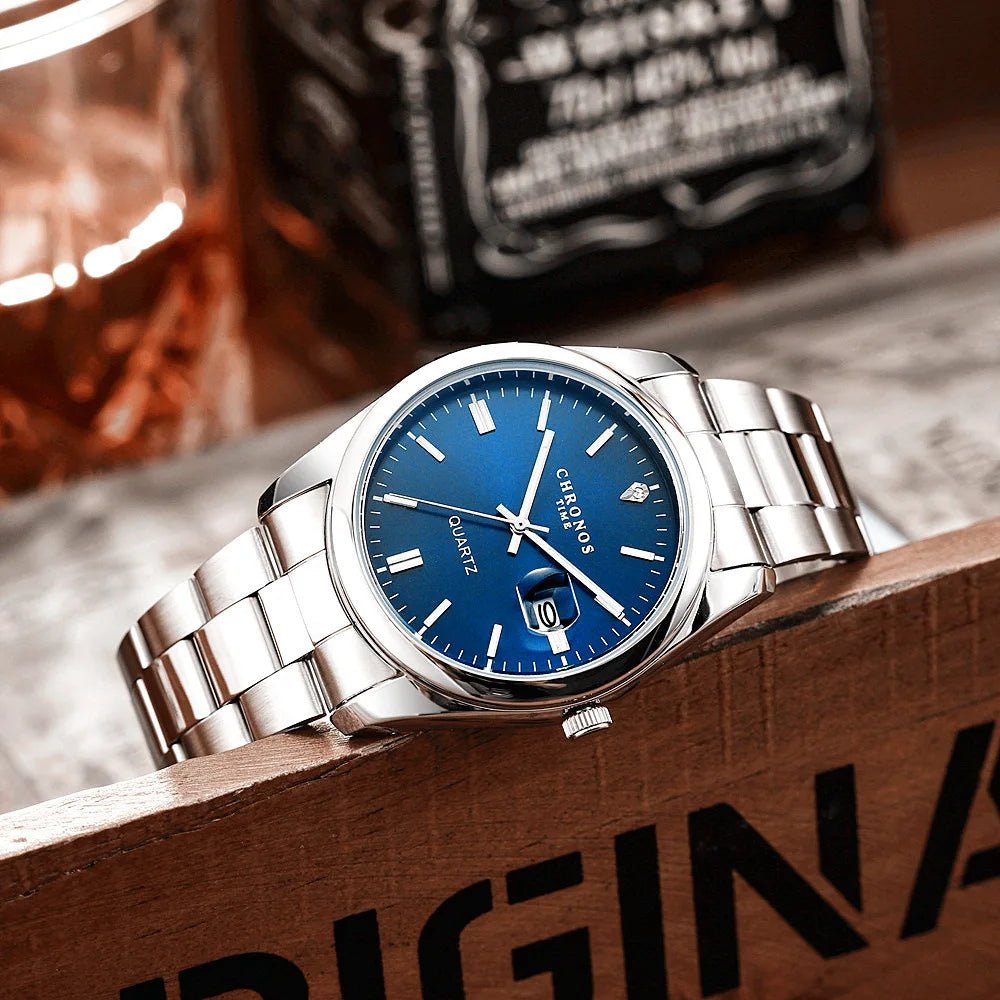 Montre - Bracelet Homme Luxe Étanche Lumineux - Acier Inoxydable Quartz Date - FoytiShop
