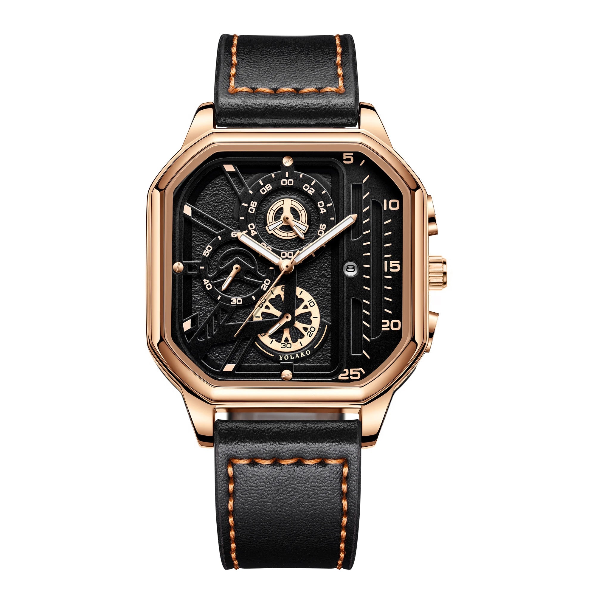Montre Carrée Luxe Grand Cadran Homme - Bracelet Cuir PU Sport - FoytiShop