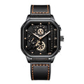 Montre Carrée Luxe Grand Cadran Homme - Bracelet Cuir PU Sport - FoytiShop