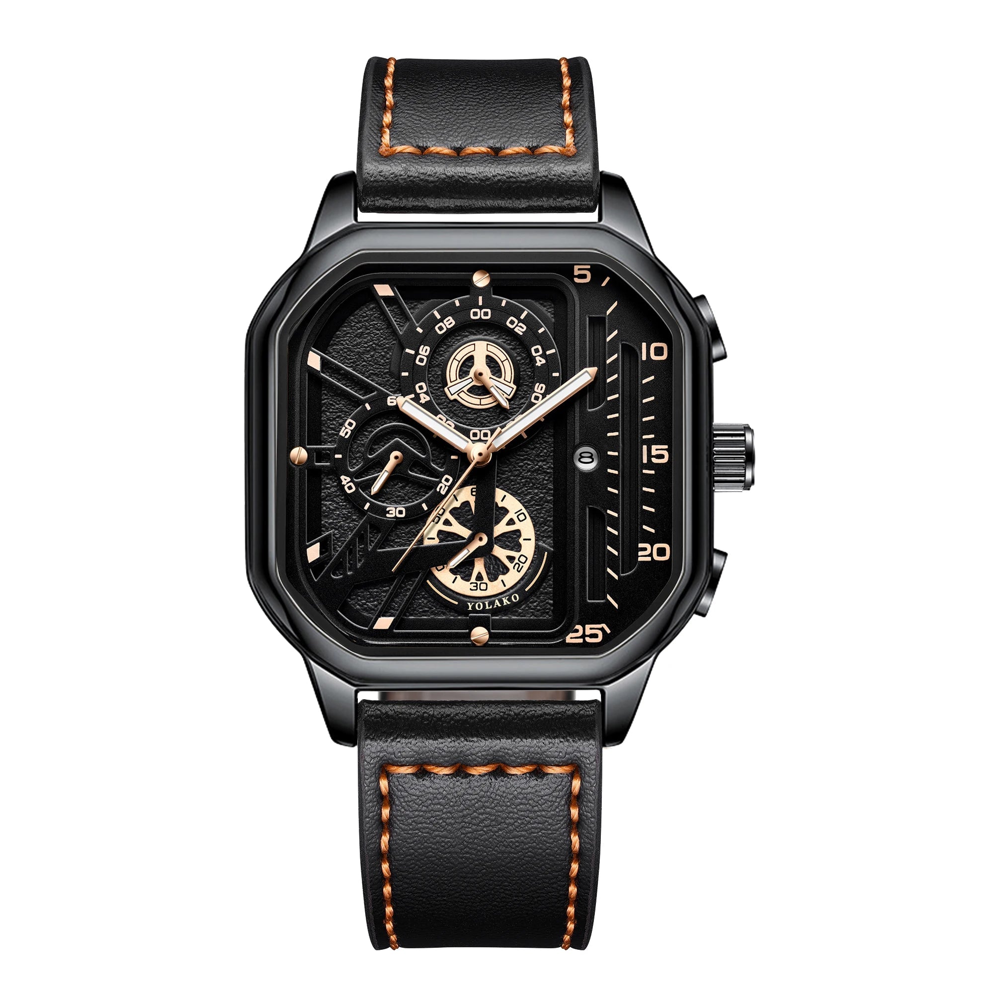 Montre Carrée Luxe Grand Cadran Homme - Bracelet Cuir PU Sport - FoytiShop