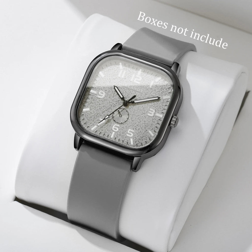 Montre Carrée Quartz Sport Unisexe - Bracelet Silicone Décontracté - FoytiShop