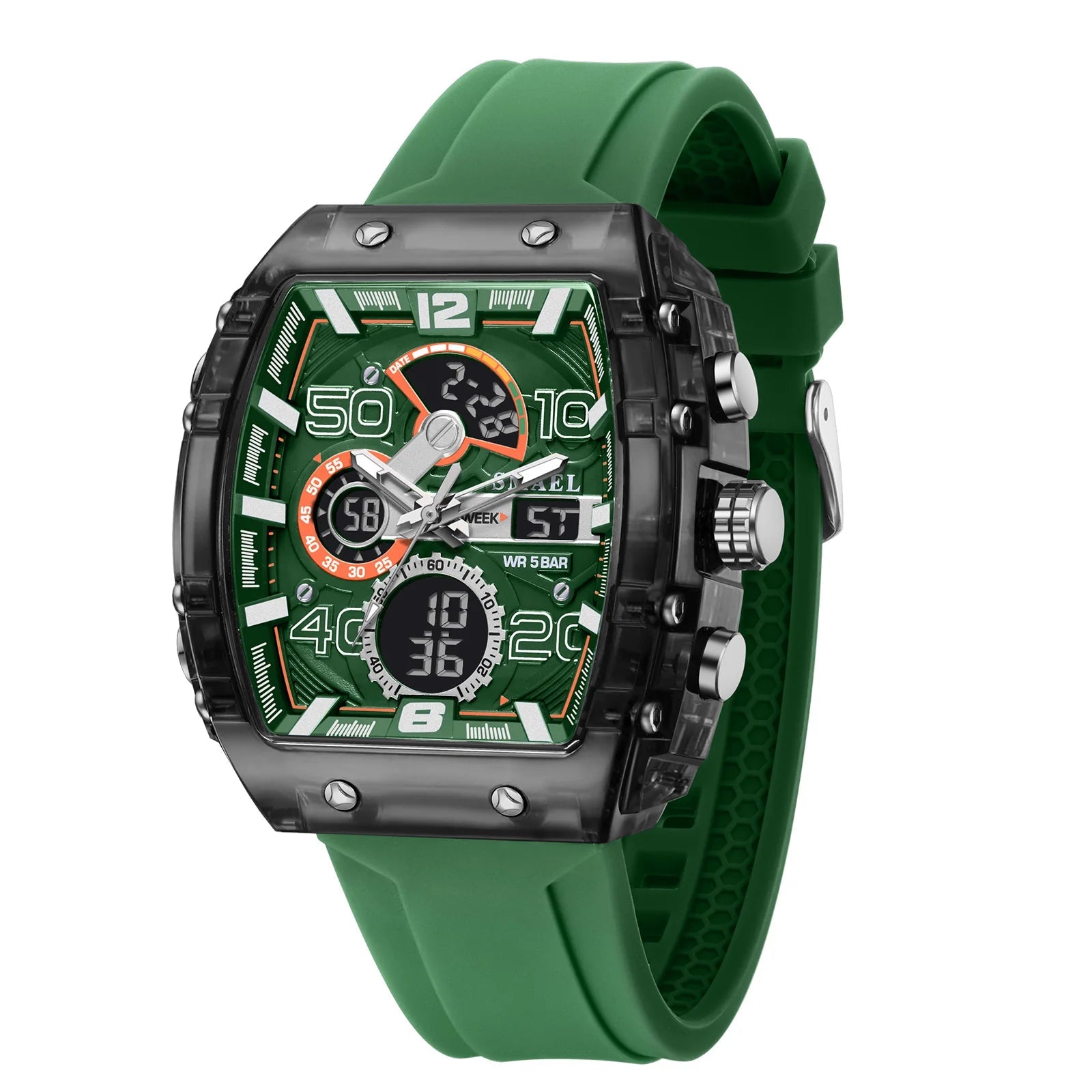 Montre électronique mode carré double affichage étanche lumineux multicolore pour hommes - FoytiShop