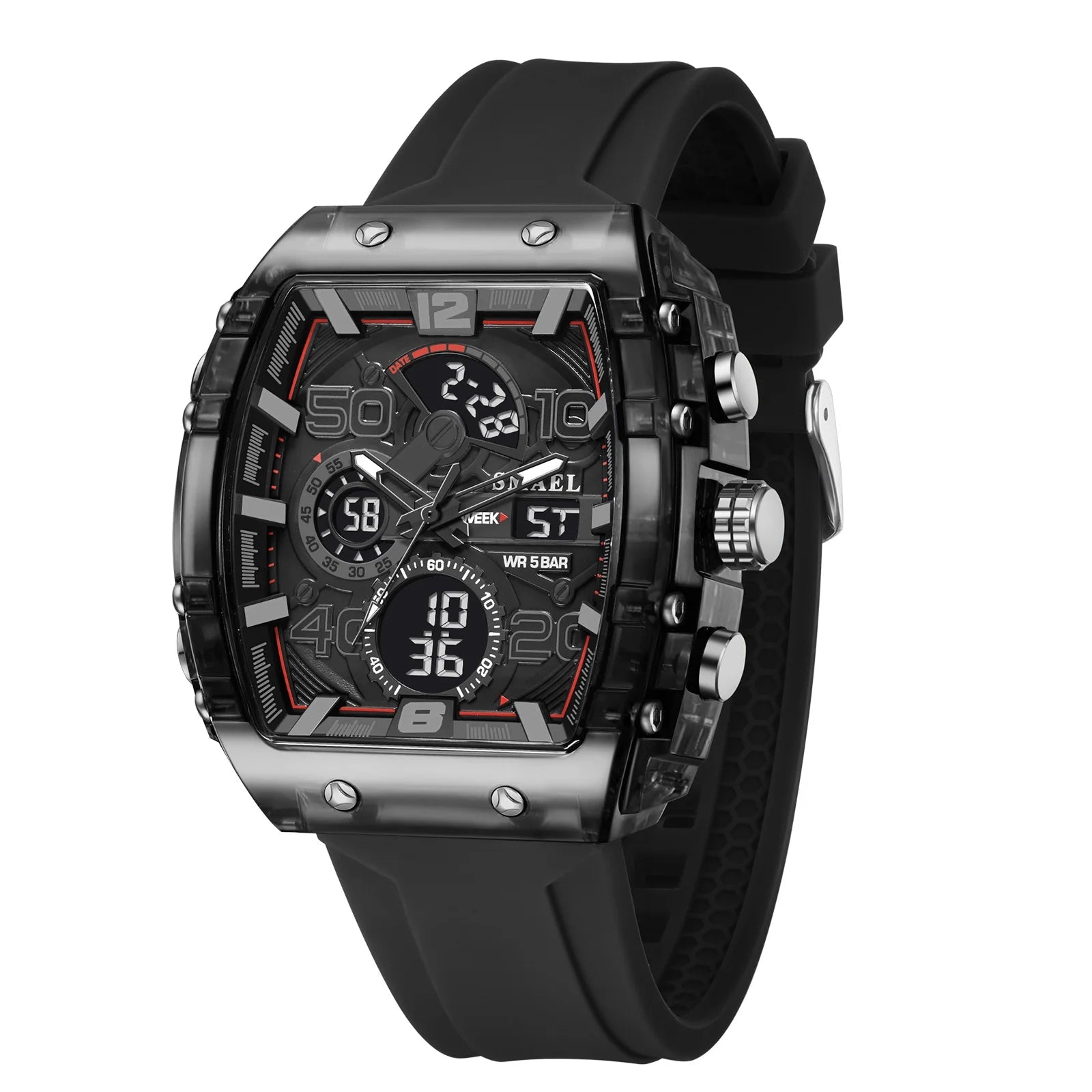 Montre électronique mode carré double affichage étanche lumineux multicolore pour hommes - FoytiShop