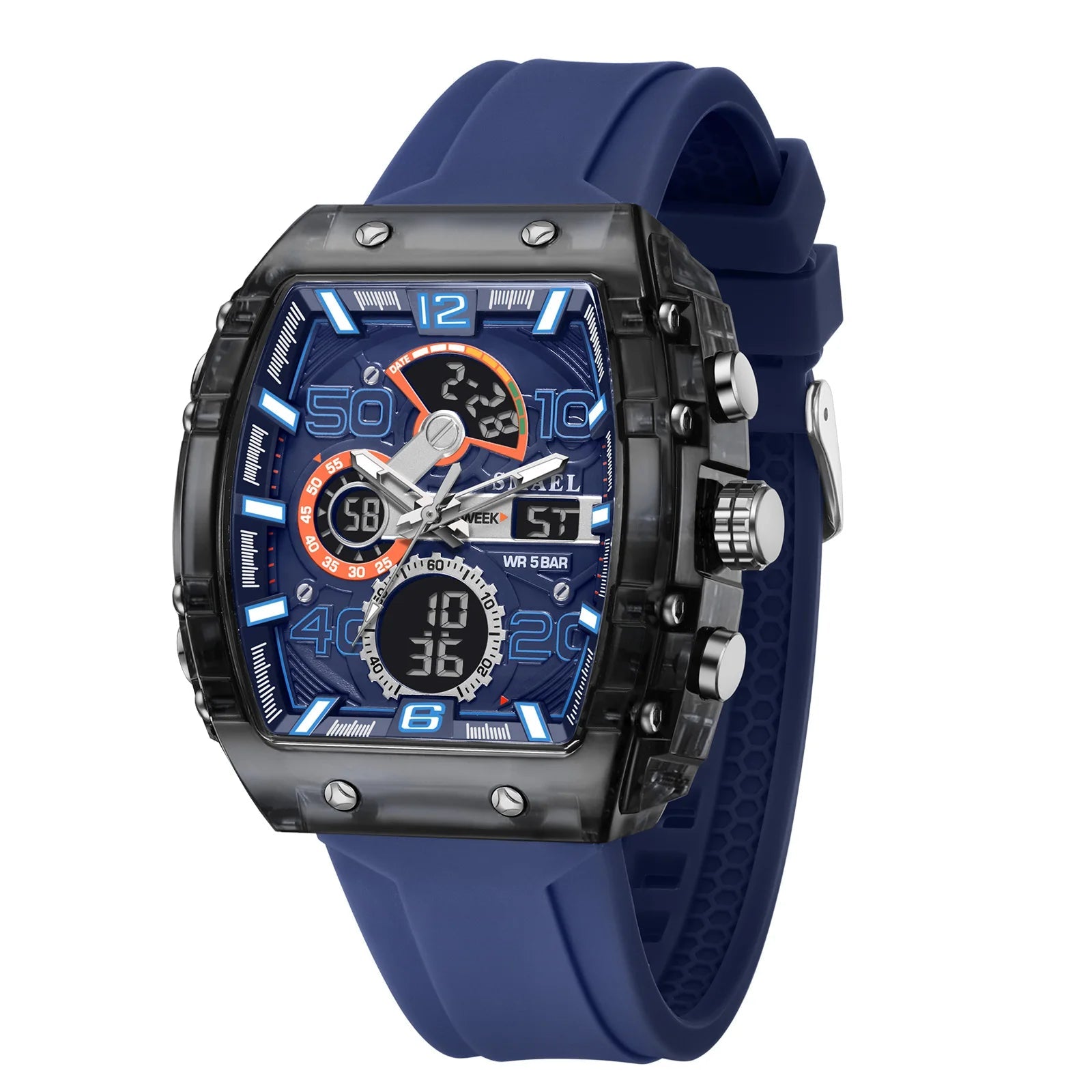 Montre électronique mode carré double affichage étanche lumineux multicolore pour hommes - FoytiShop